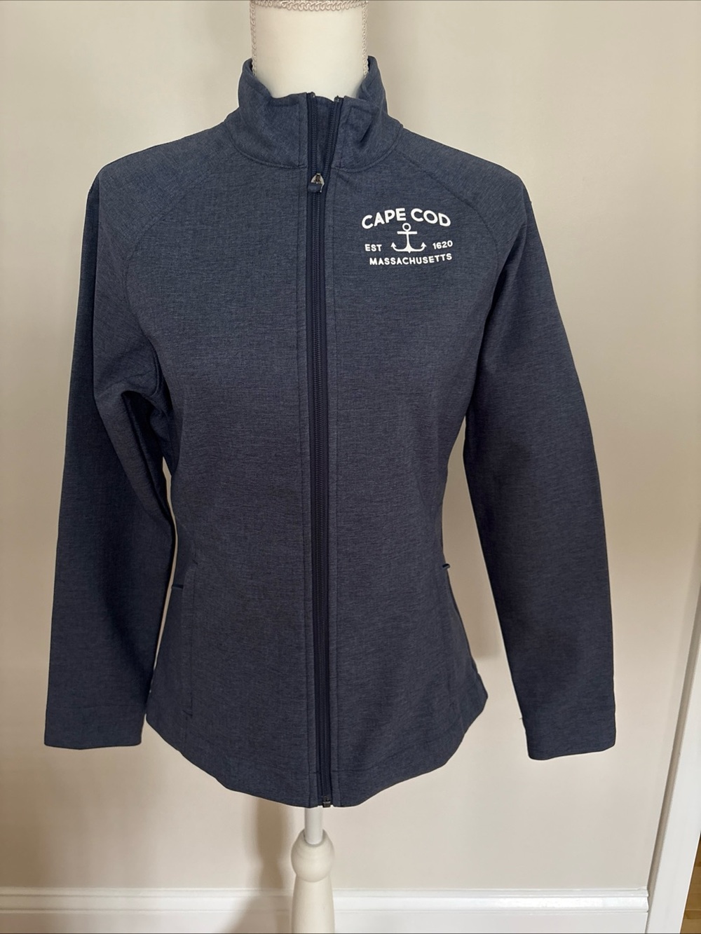 Charles River Apparel Blue Full Zip Soft Shell Jacket Women XS Cape Cod Logo